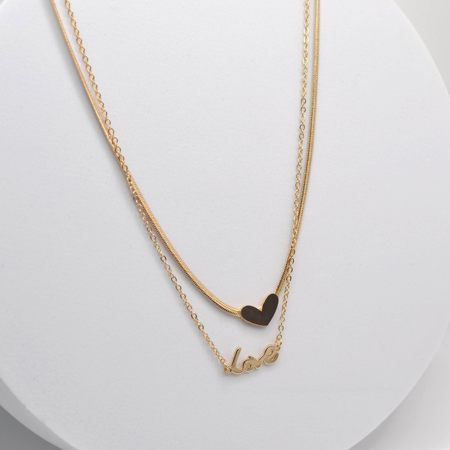 StarryNYC - Double Stand Love Letter and Heart Pendant Necklace