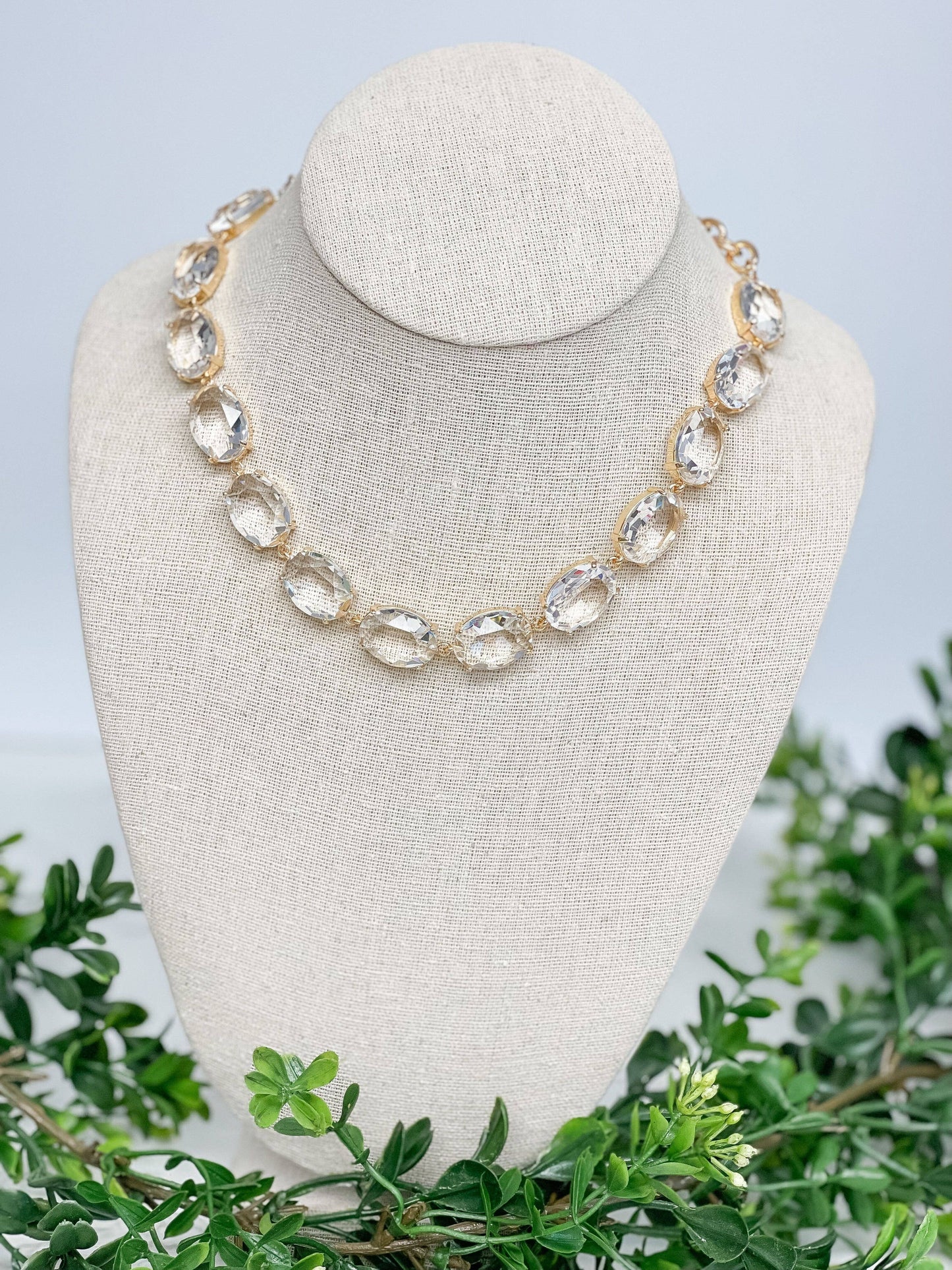 Prep Obsessed Wholesale - Oval Crystal Toggle Necklace