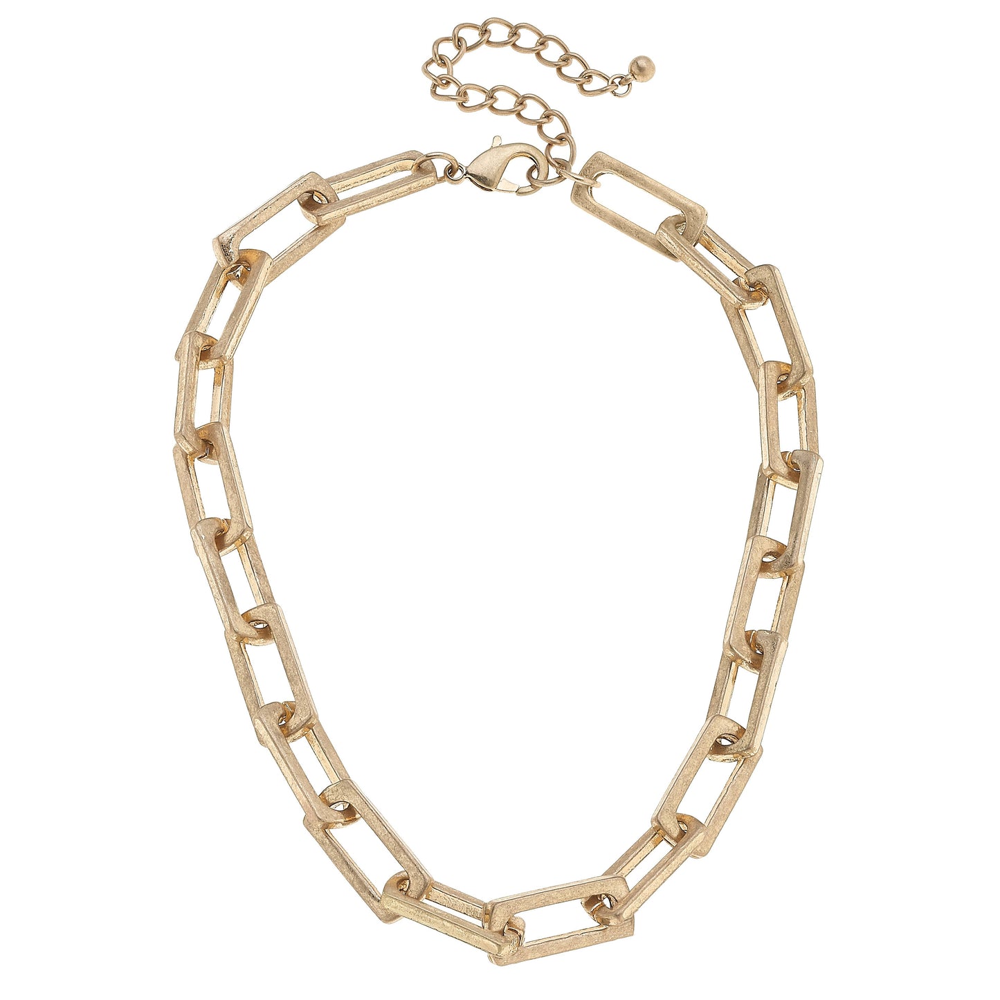 Canvas Style - Lennox Chunky Rectangle Chain Link Necklace in Worn Gold