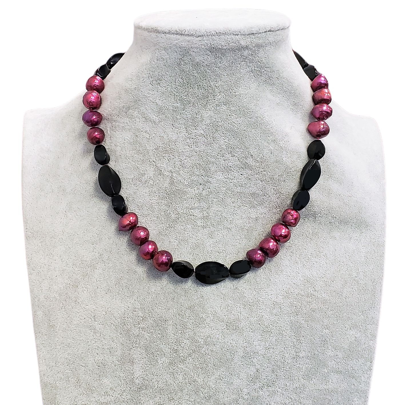 Gardenia Jewelry Ltd. - Short Pink & Black Freshwater Pearl & Crystal Necklace