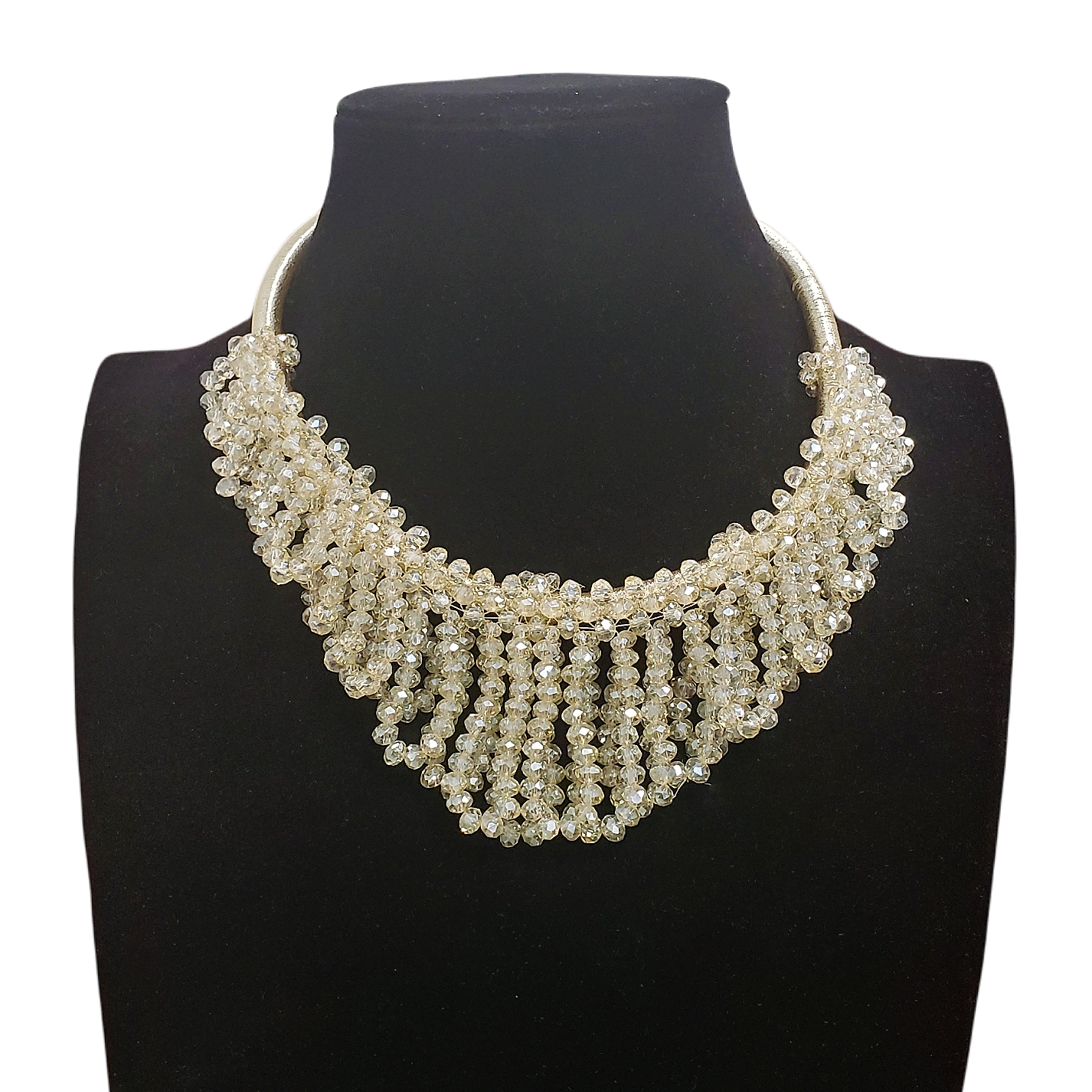 Gardenia Jewelry Ltd. - Baby Blue Faceted Iridescent Crystal Bib Collar Necklace