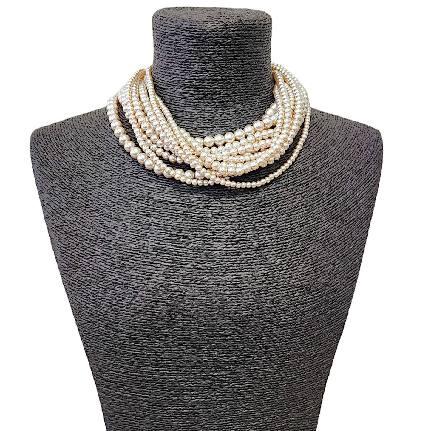 Gardenia Jewelry Ltd. - Neutral Mocha Chocolate Brown Pearl Twist Choker Necklace