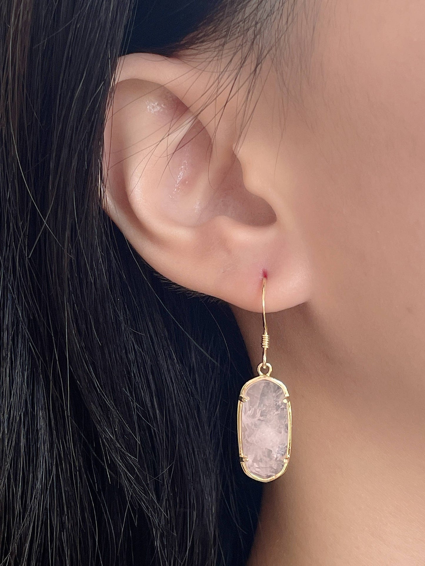 Zoey Simmons - Rose Quartz Casey Drop Earrings - GF