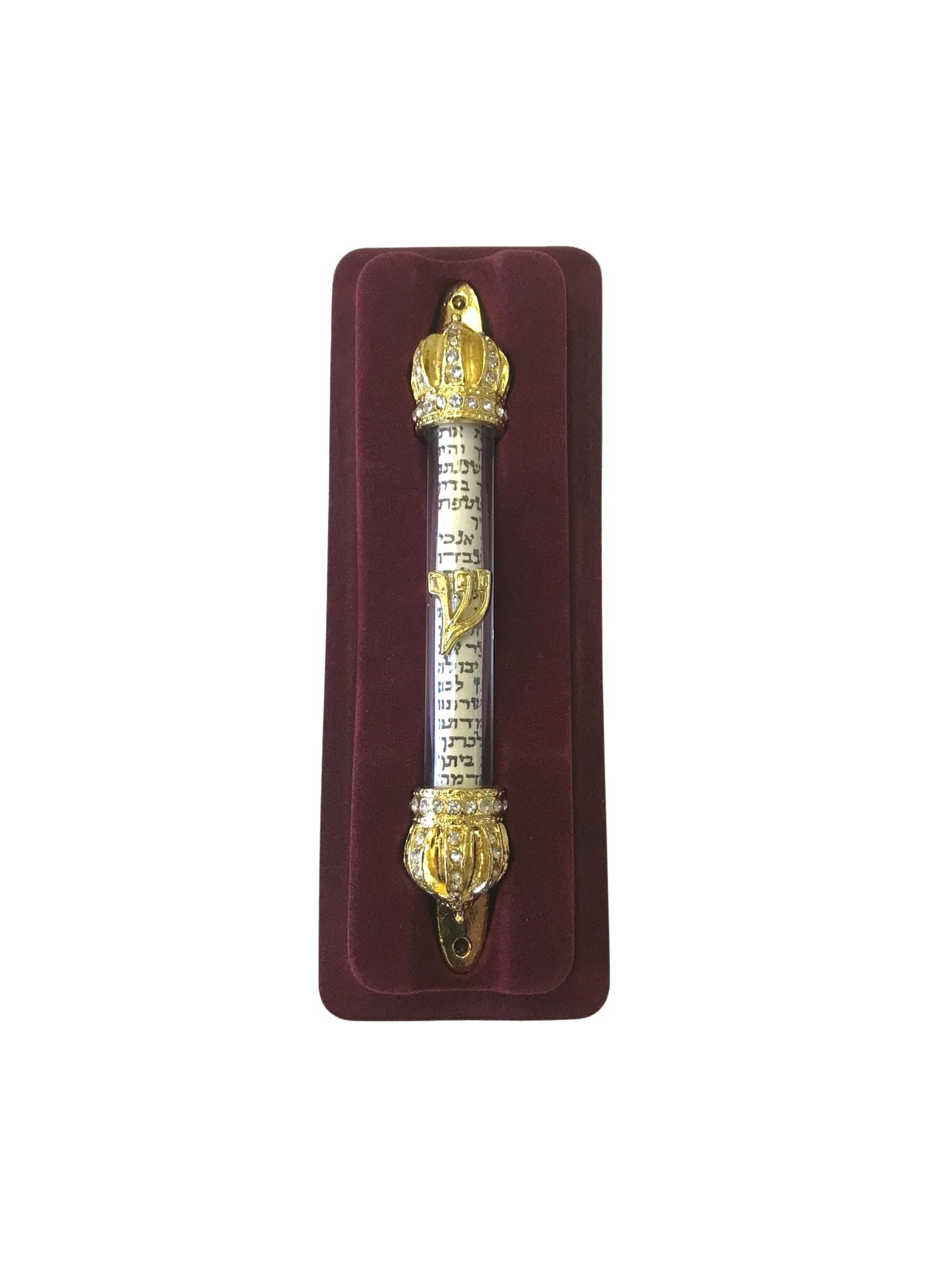 3 Arches USA - Royal Gold Crown Mezuzah with Gemstones and Scroll Insert