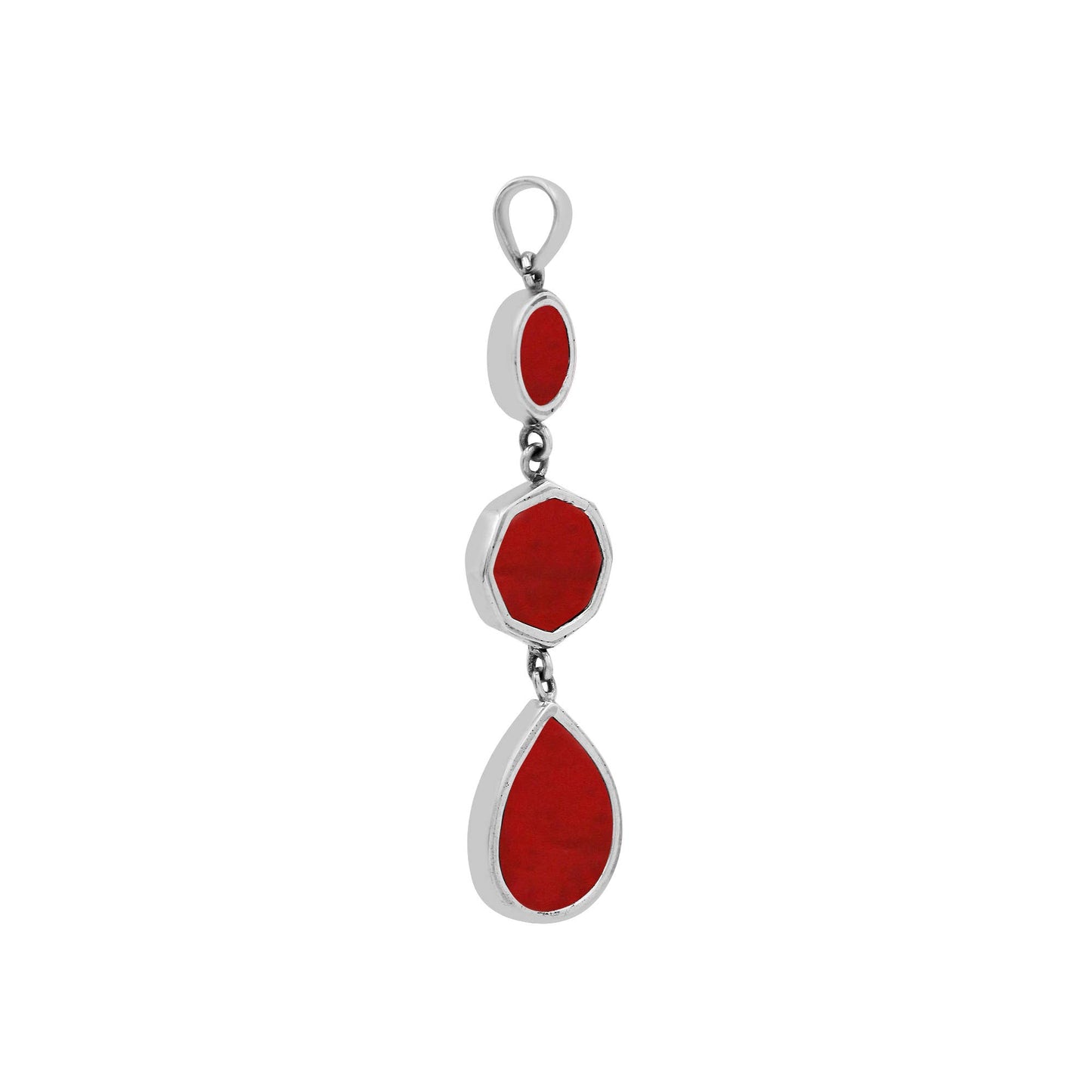 Bali Designs - AP-6248-CR Sterling Silver Pendant With Coral