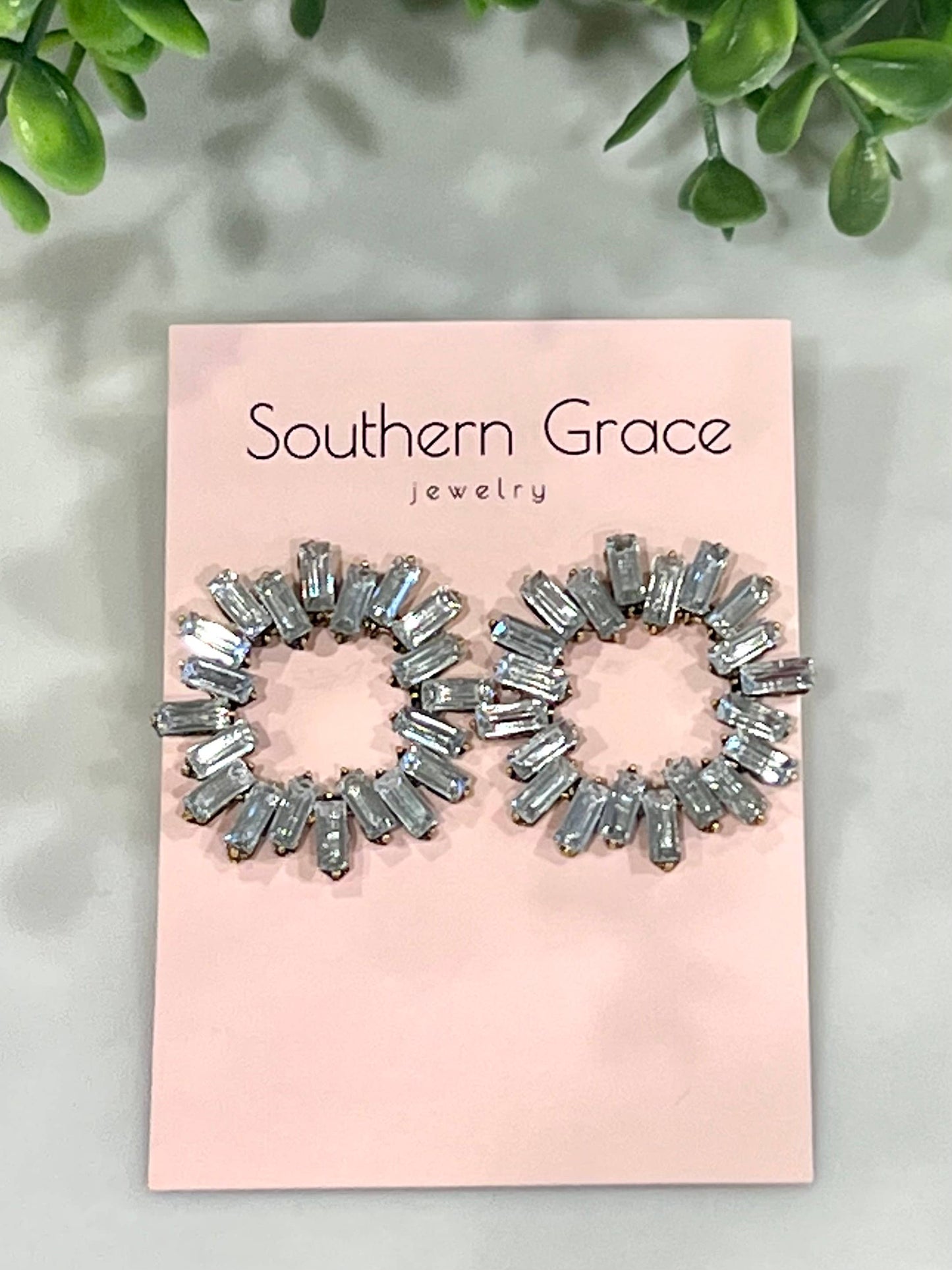 Buttoned Up with Lux - Circular Crystal Stud Earrings