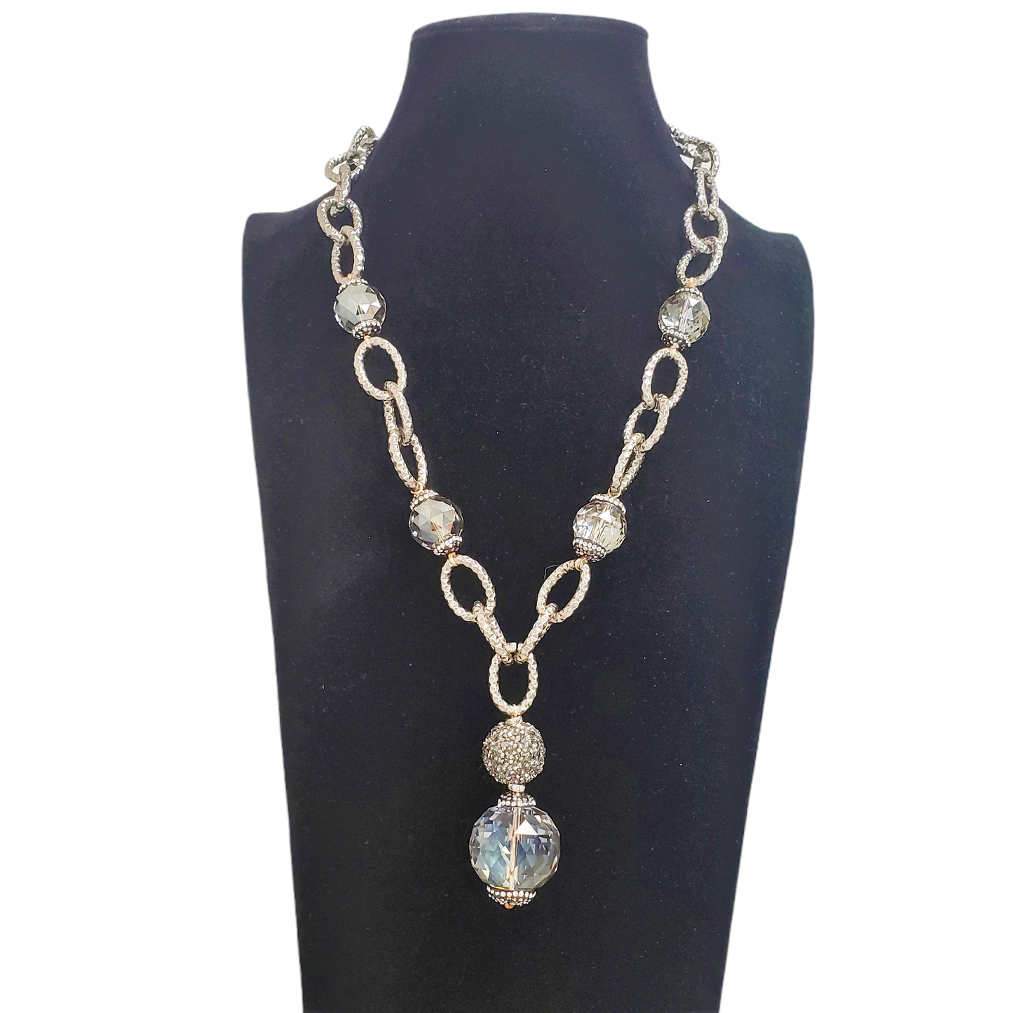 Gardenia Jewelry Ltd. - Handmade Gunmetal Silver Chain & Smokey Crystal Necklace