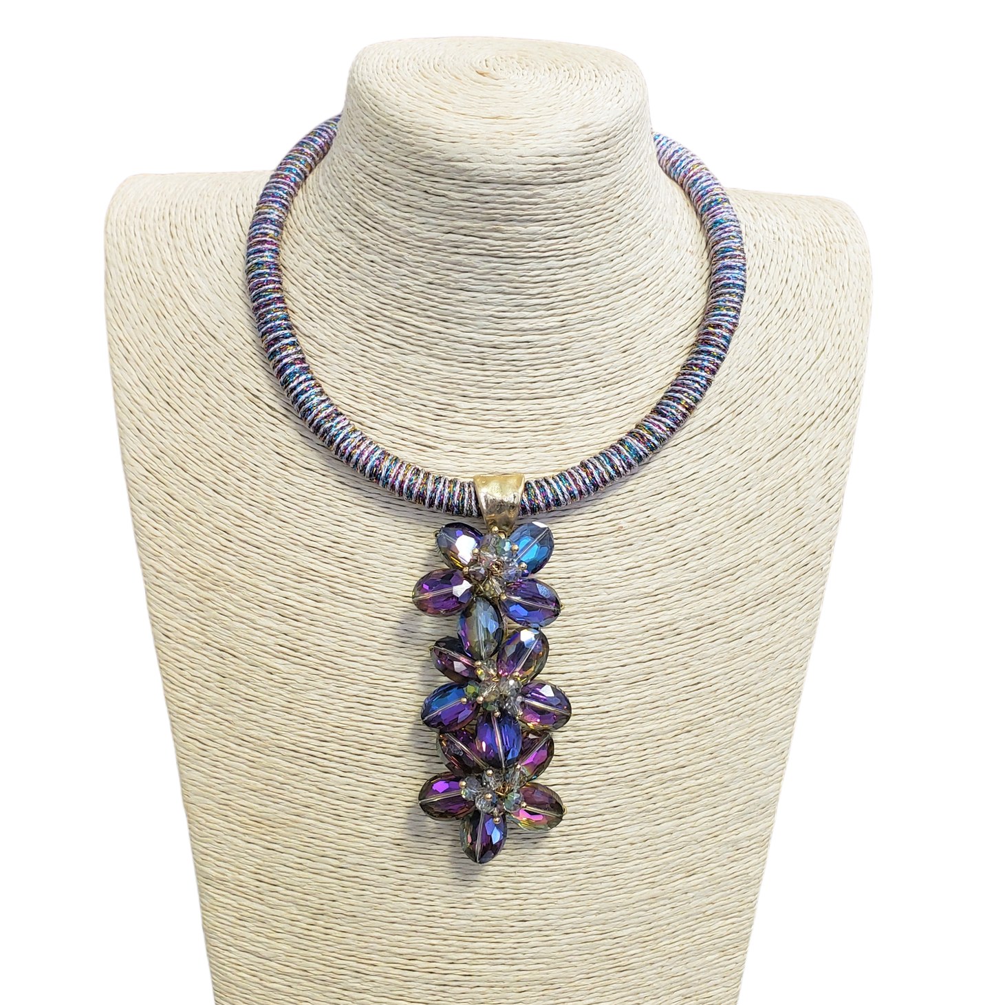 Gardenia Jewelry Ltd. - Handmade Iridescent Aurora Borealis Crystal Flower Necklace