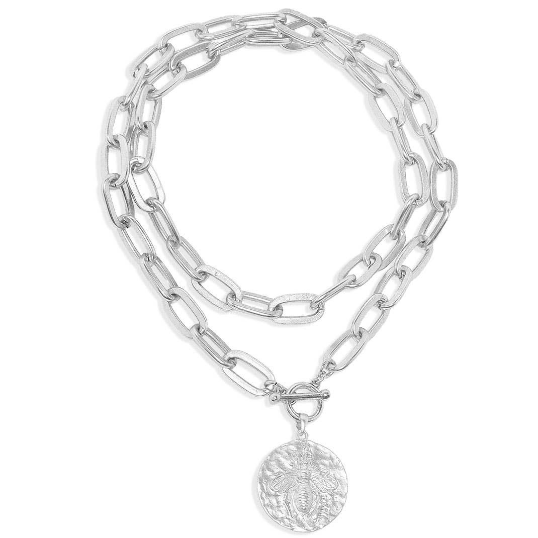 KARINE SULTAN - Elongated Link Chain & Bee Pendant Necklace