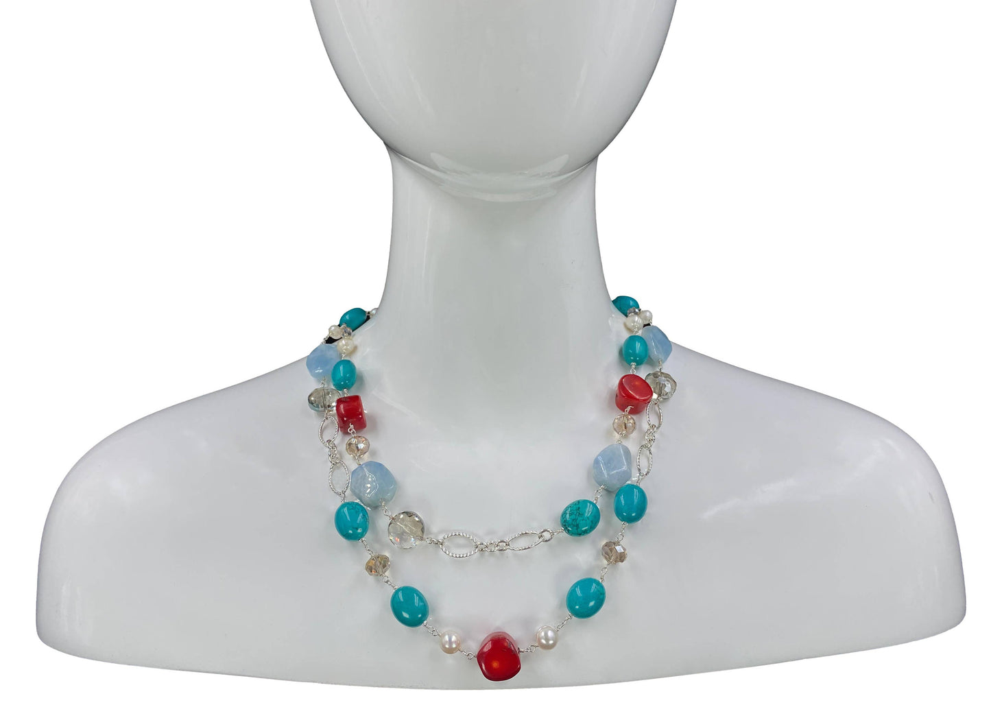 Aquamarine Turquoise Multi-Gemstones Necklace