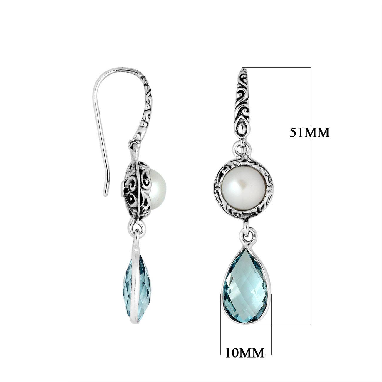 Bali Designs - AE-8009-CO1 Sterling Silver Earring With Pearl & Gemstone