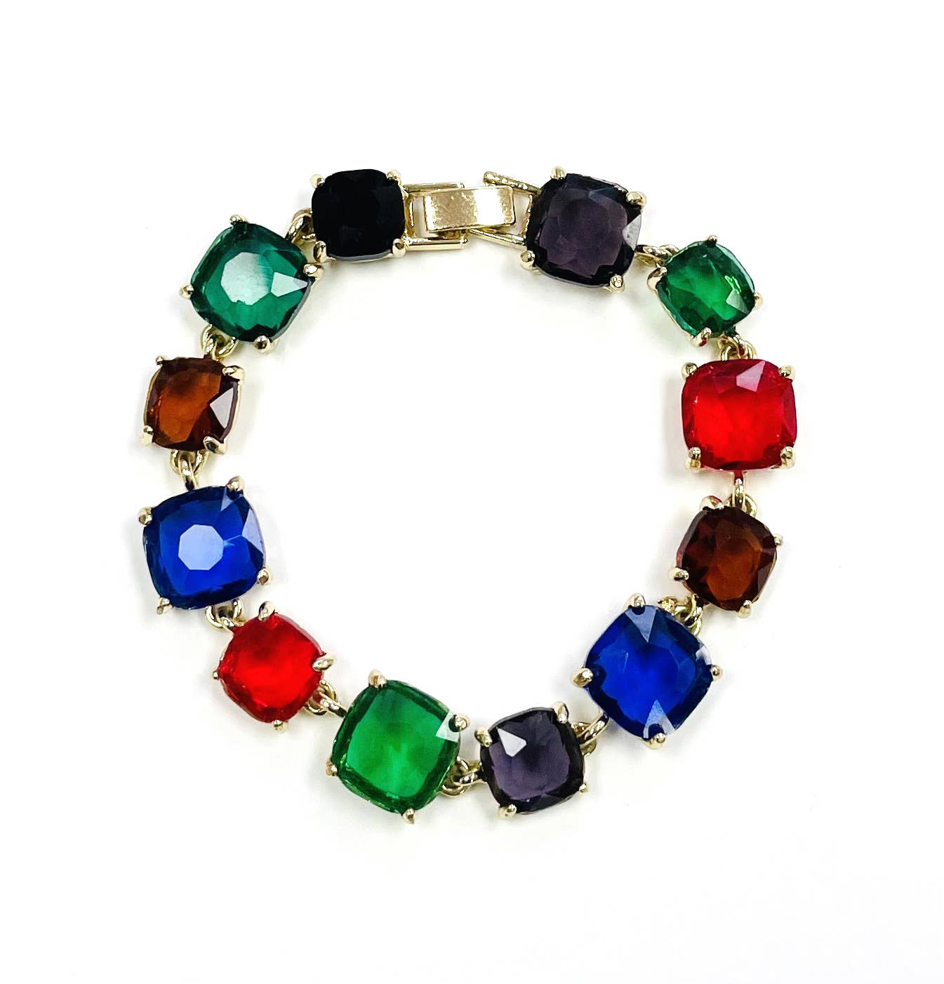StarryNYC - Cushion Cut Glass Crystal Linked Station Bracelet