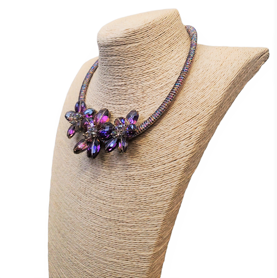 Gardenia Jewelry Ltd. - Handmade Iridescent Aurora Borealis Crystal Flower Necklace