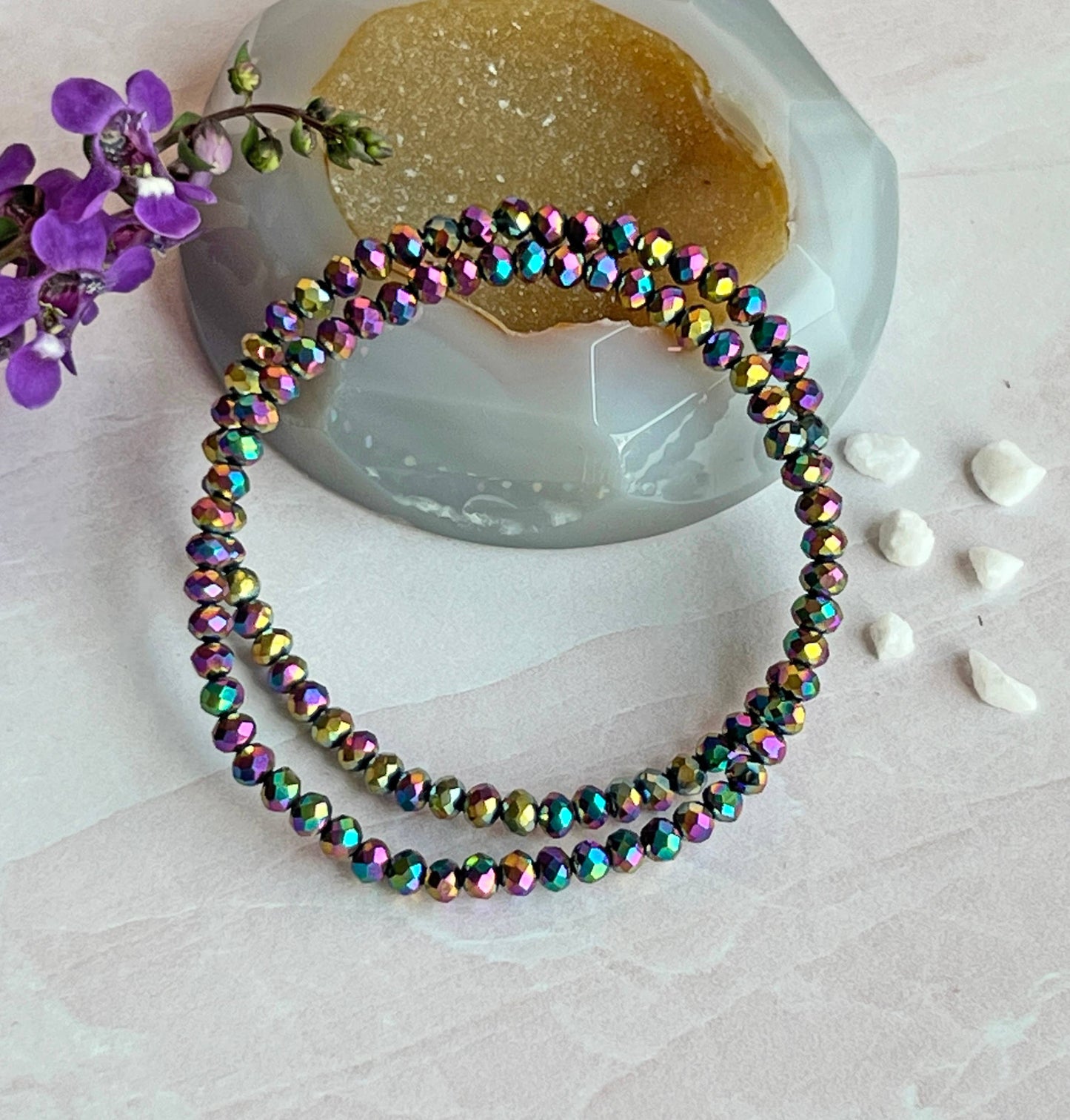 4MM Petite Crystal Stackable Set of 2 Stretch Bracelets