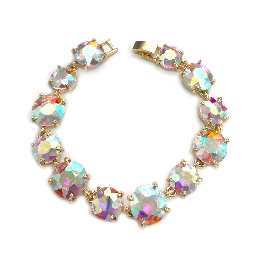 StarryNYC - Round Glass Crystal Linked Bracelet