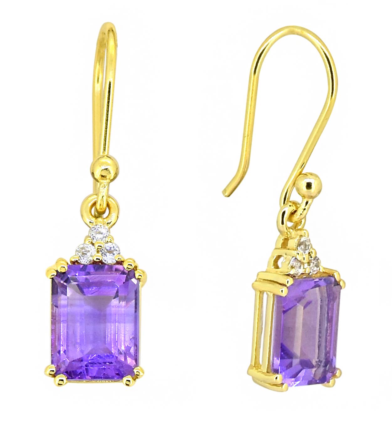 Tiramisu - 14K Gold Plated Silver Amethyst Gemstone Dangle Earring