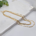 StarryNYC - Two Row Curbed & Paper Clip Chain Metal Necklace