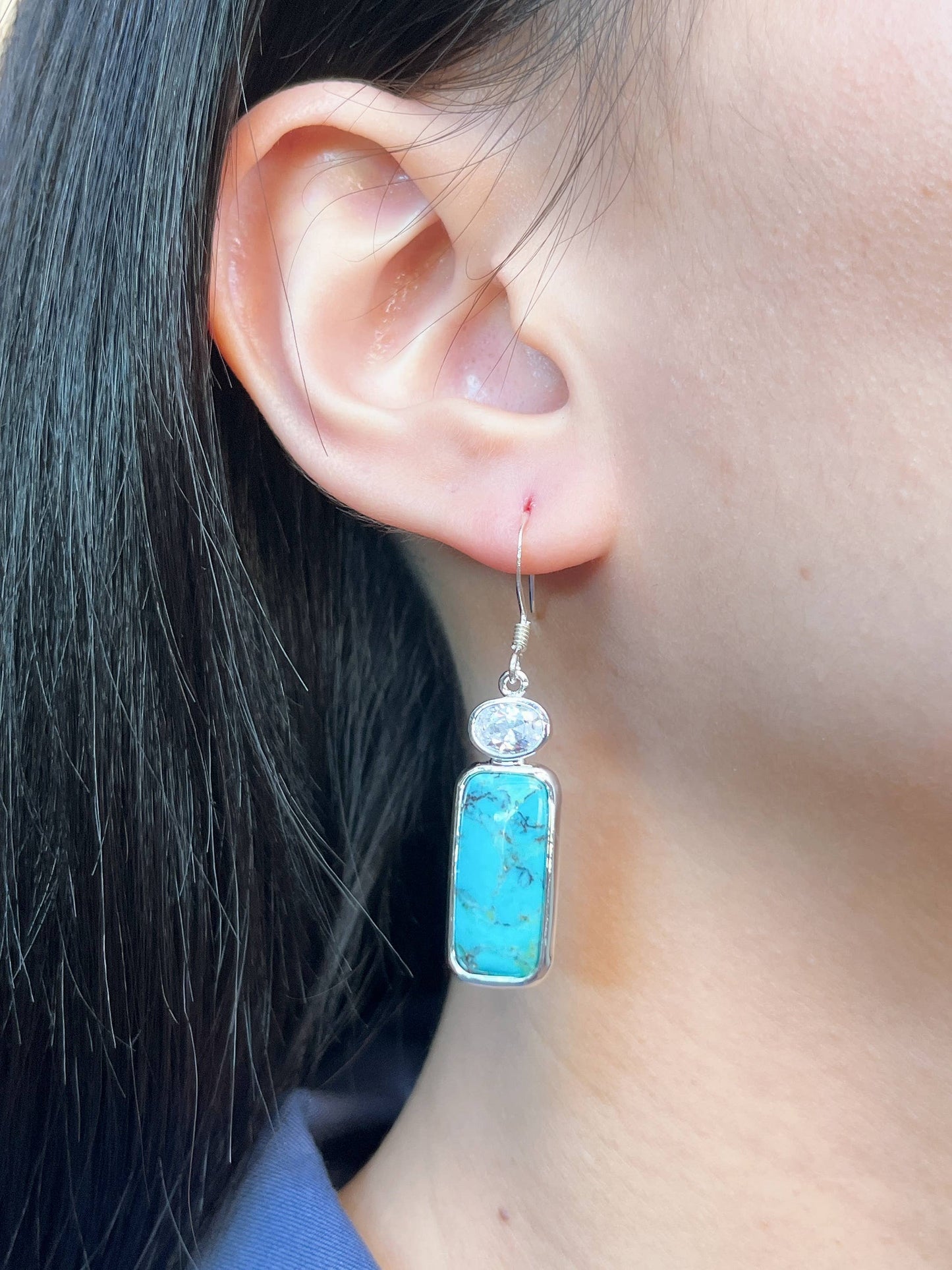 Zoey Simmons - Turquoise & CZ Drop Earrings - SF