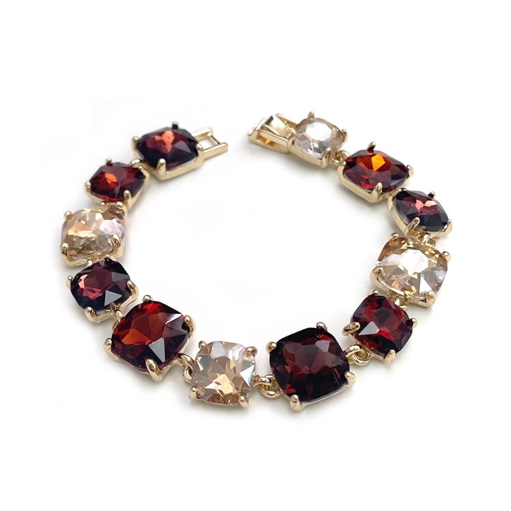 StarryNYC - Cushion Cut Glass Crystal Linked Station Bracelet