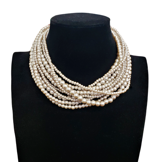Gardenia Jewelry Ltd. - Neutral Mocha Chocolate Brown Pearl Twist Choker Necklace