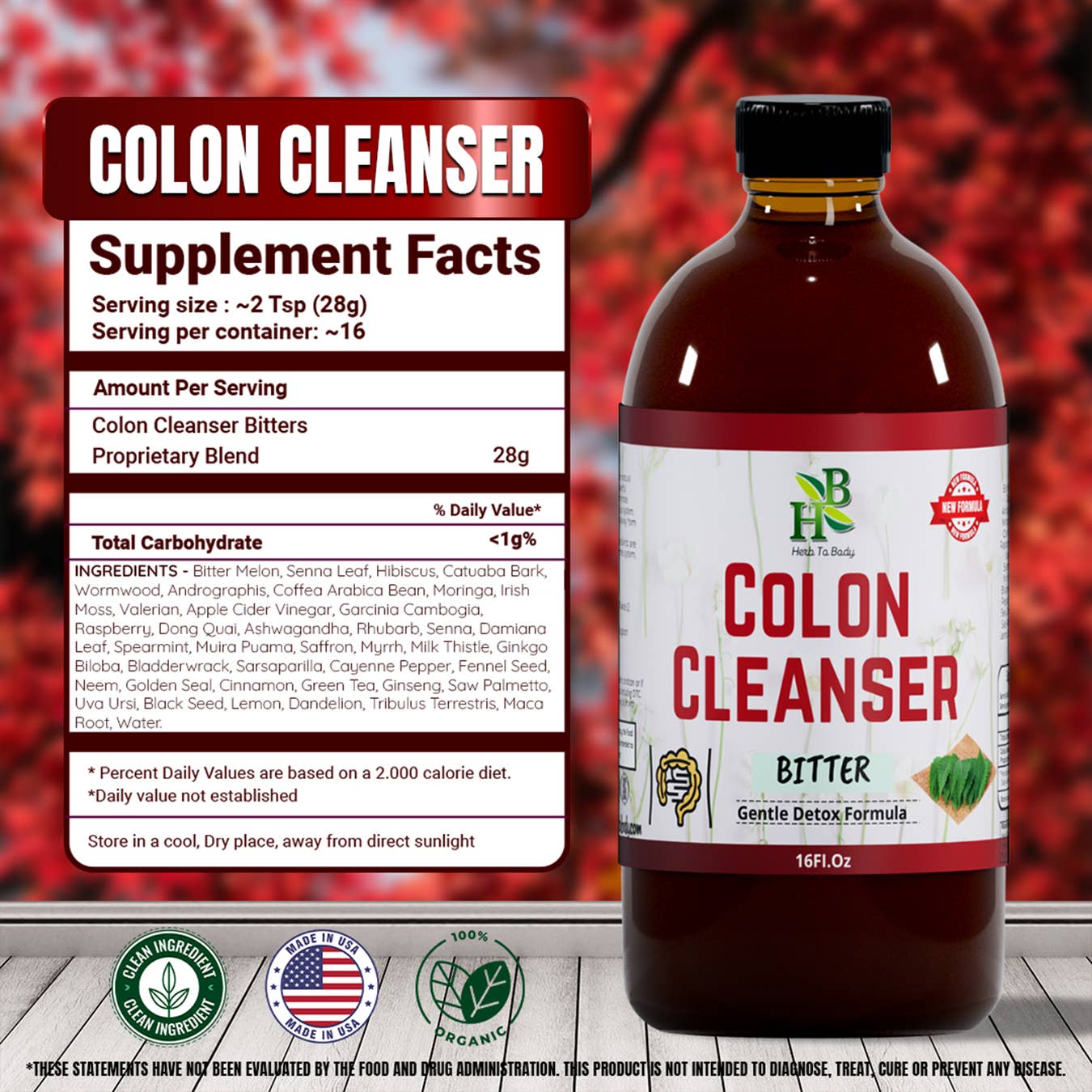Herb To Body - Colon Cleanser Bitter - 16oz