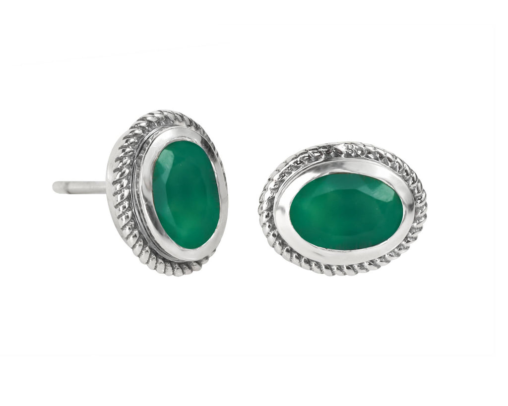 Tiramisu - 925 Sterling Silver Green Onyx Stud Earring RLE24787