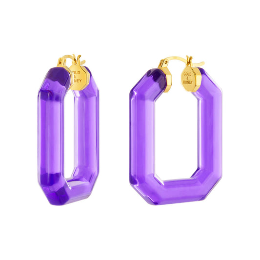 1.5" Emerald Gem Hoop in Purple