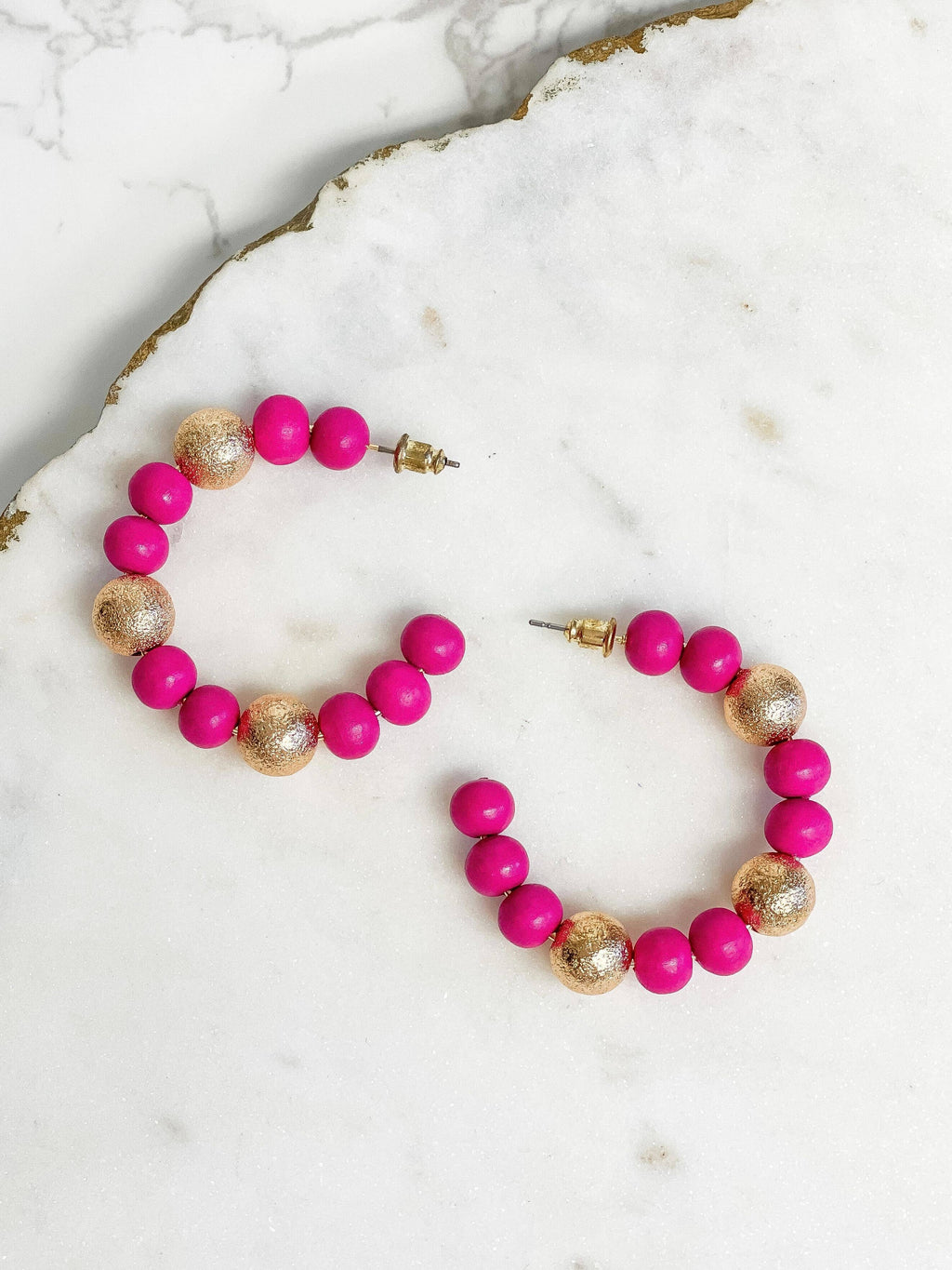 Prep Obsessed Wholesale - Gold & Color Bead Hoop Earrings
