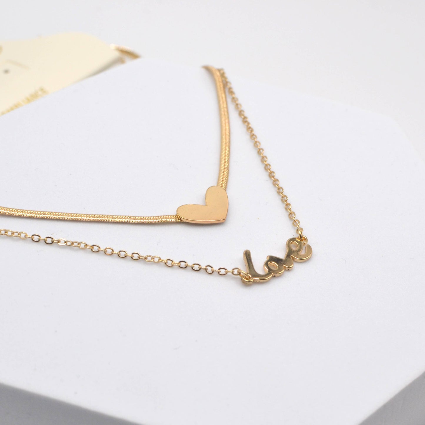 StarryNYC - Double Stand Love Letter and Heart Pendant Necklace