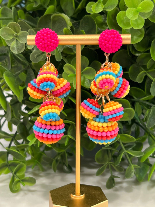 Buttoned Up with Lux - Colorful Seed Bead Drop Earrings