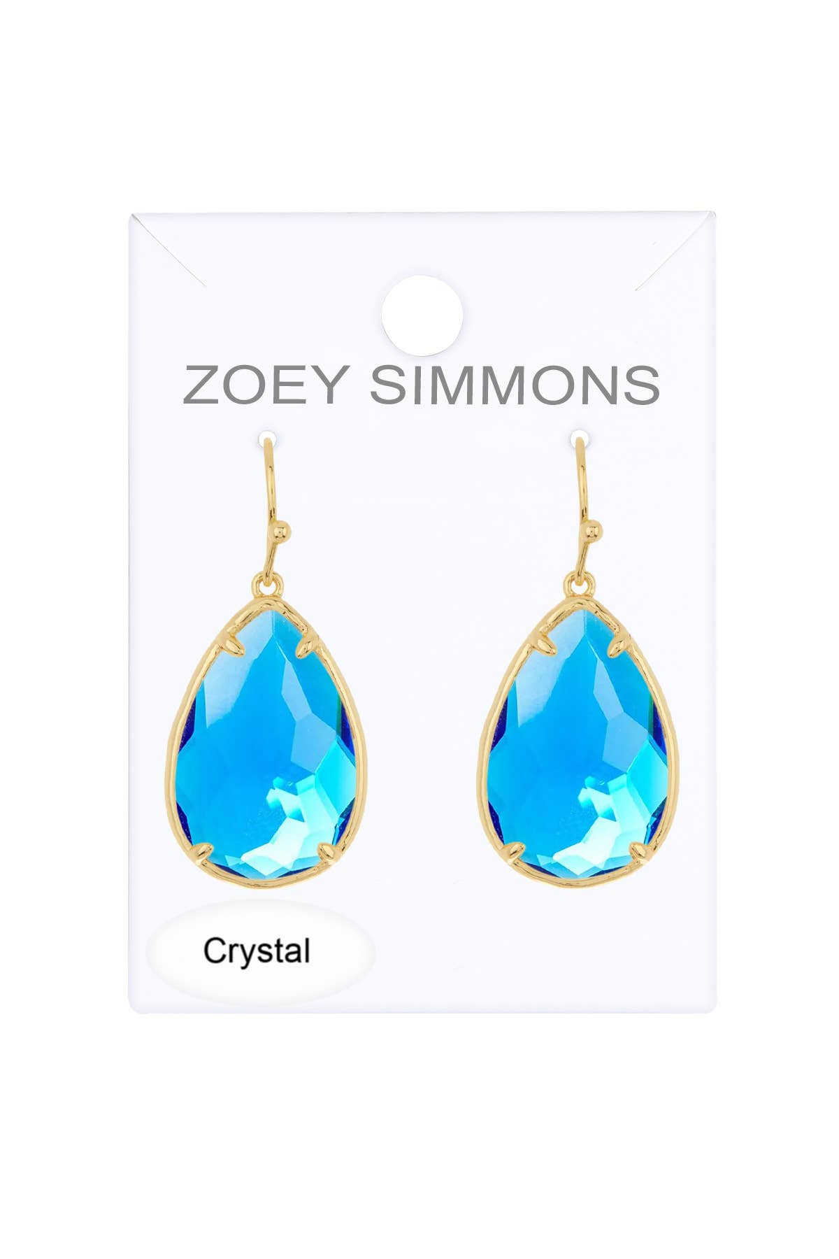 Zoey Simmons - Swiss Blue Crystal Pear Cut Drop Earrings In Gold - GF