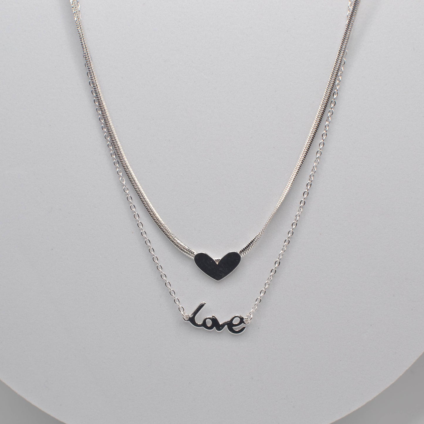 StarryNYC - Double Stand Love Letter and Heart Pendant Necklace