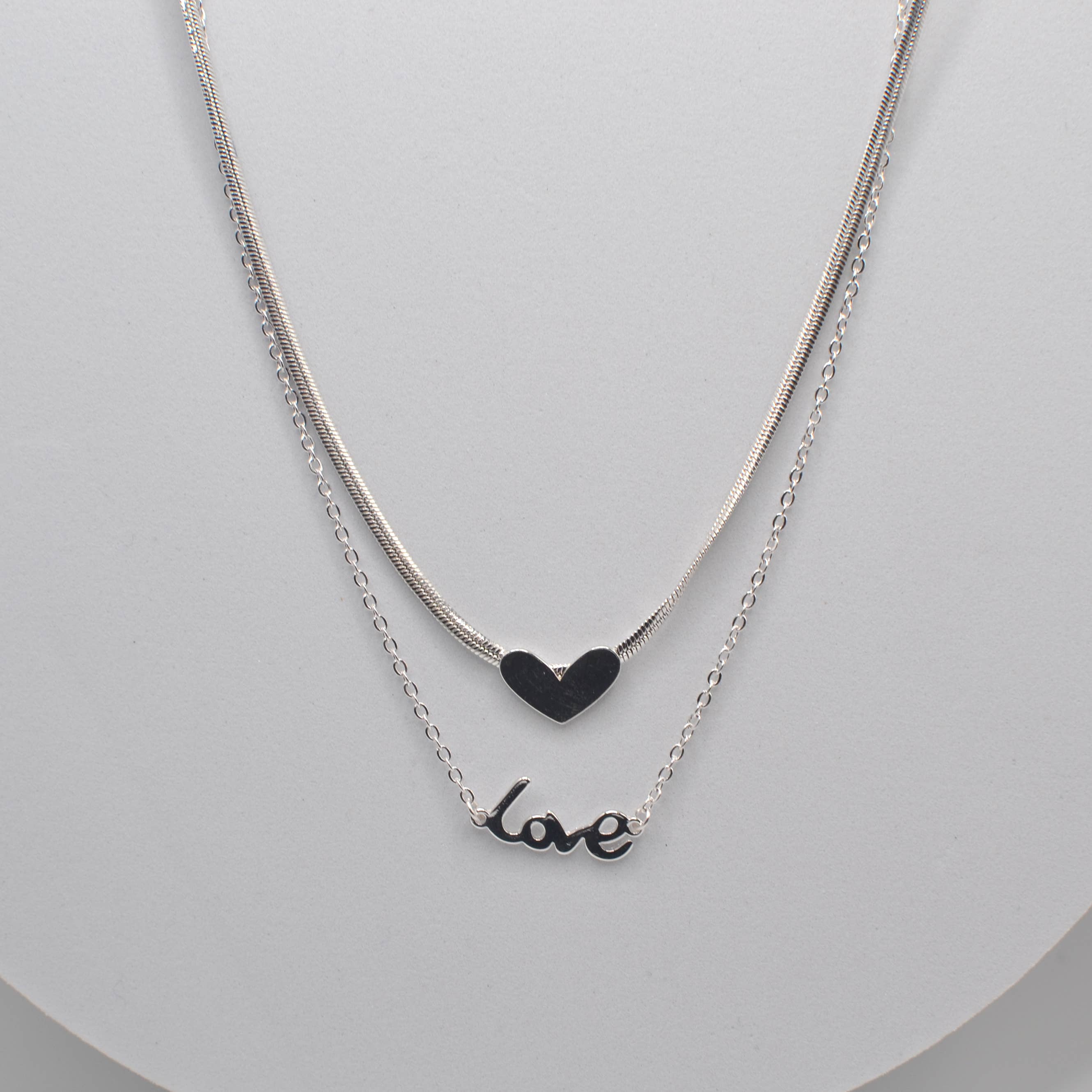 StarryNYC - Double Stand Love Letter and Heart Pendant Necklace