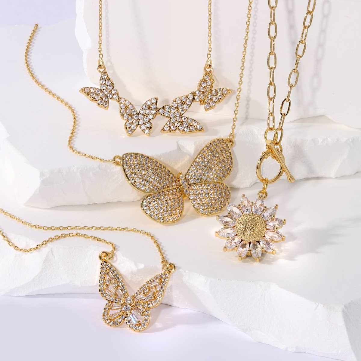 Splendid Iris - Large Flutter Butterfly Pendant Necklace