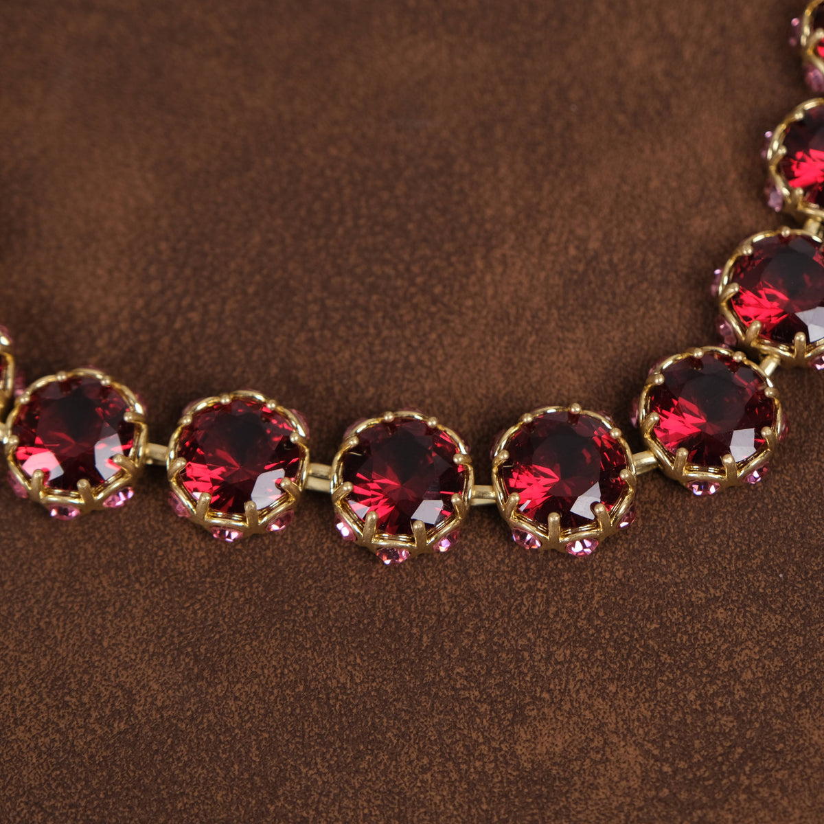 GirlyPirateCo - Vintage 18K Gold Plated Rose Red Crystal Choker Necklace