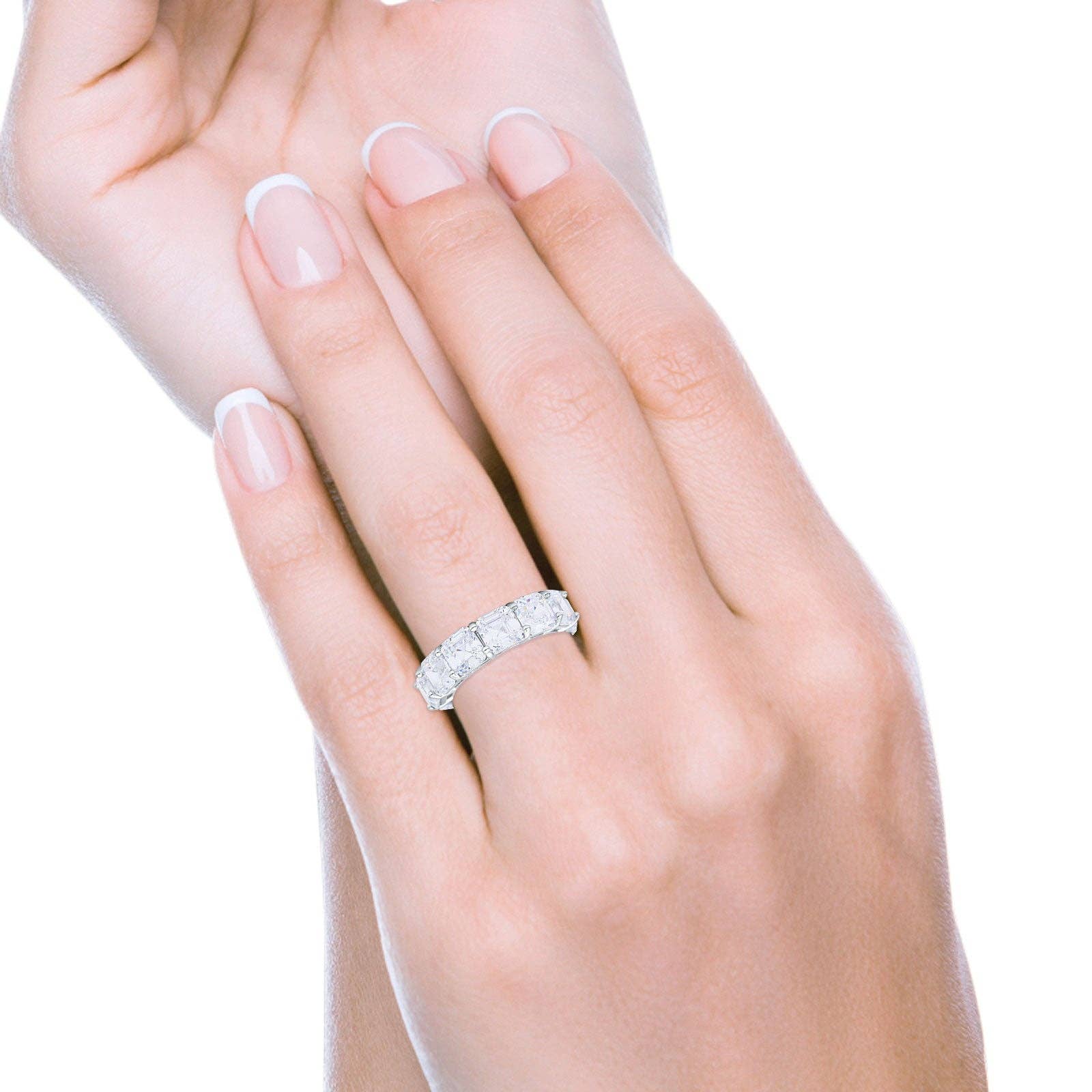 Blue Apple Imports - Asscher Cut Full Eternity Wedding Band Cubic Zirconia