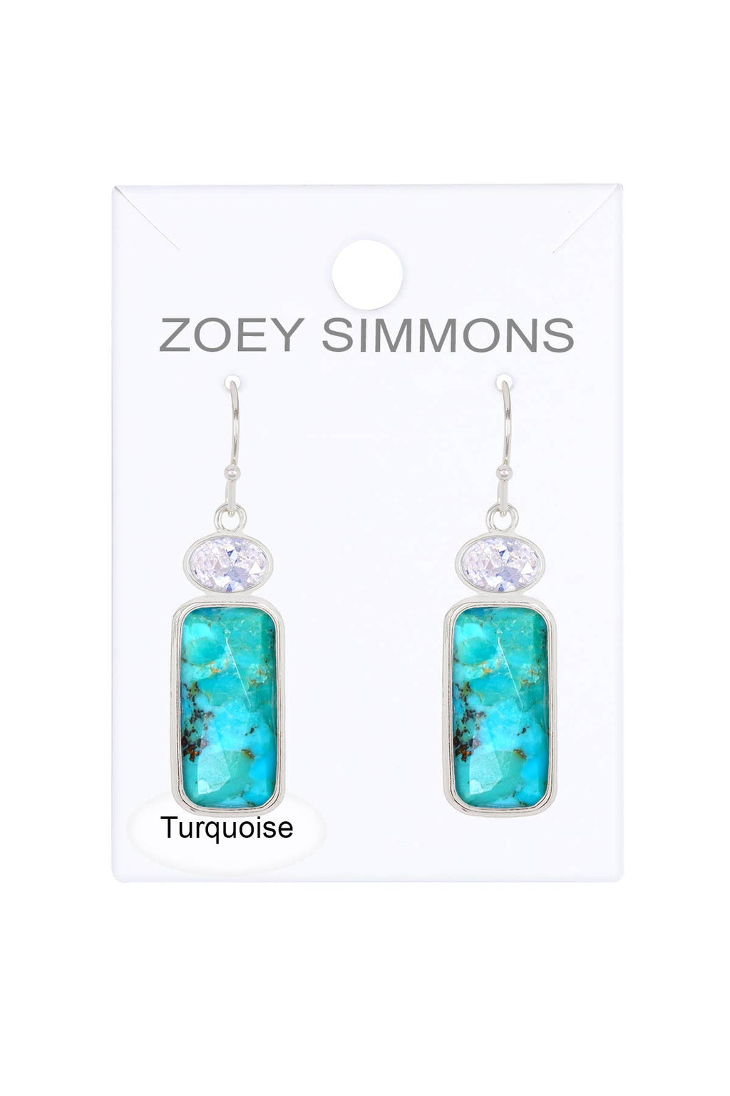Zoey Simmons - Turquoise & CZ Drop Earrings - SF