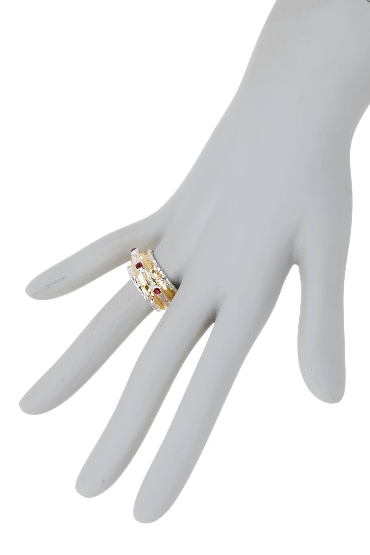 Zoey Simmons - Garnet Crystal Two Tone Spinner Ring - SF