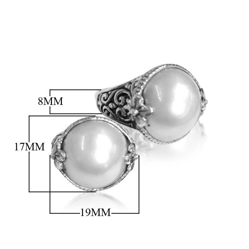 Bali Designs - AR-6075-PE-7" Sterling Silver Ring With Mabe Pearl