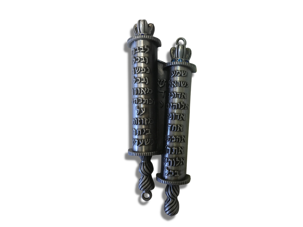 3 Arches USA - Mezuzah Pewter Shema Scroll Hebrew Writing-4.5 Inches Tall