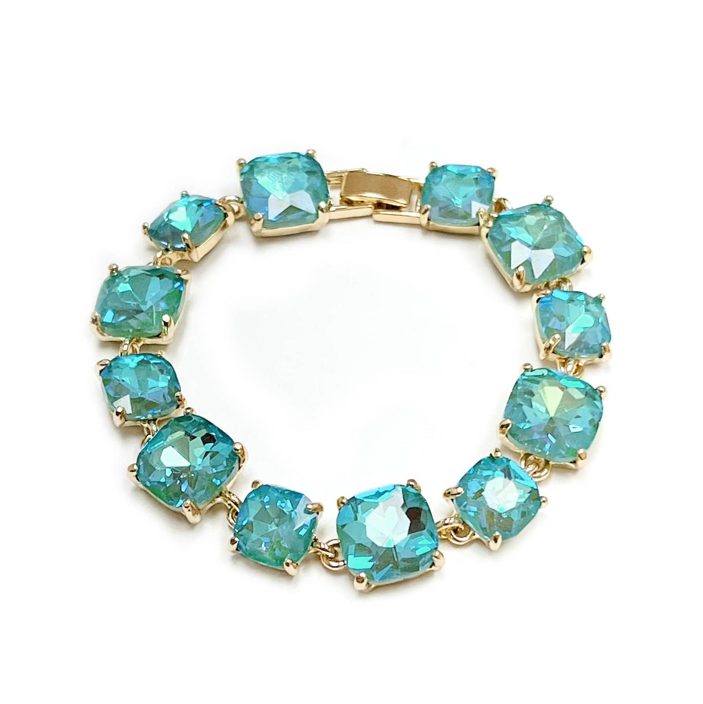 StarryNYC - Cushion Cut Glass Crystal Linked Station Bracelet