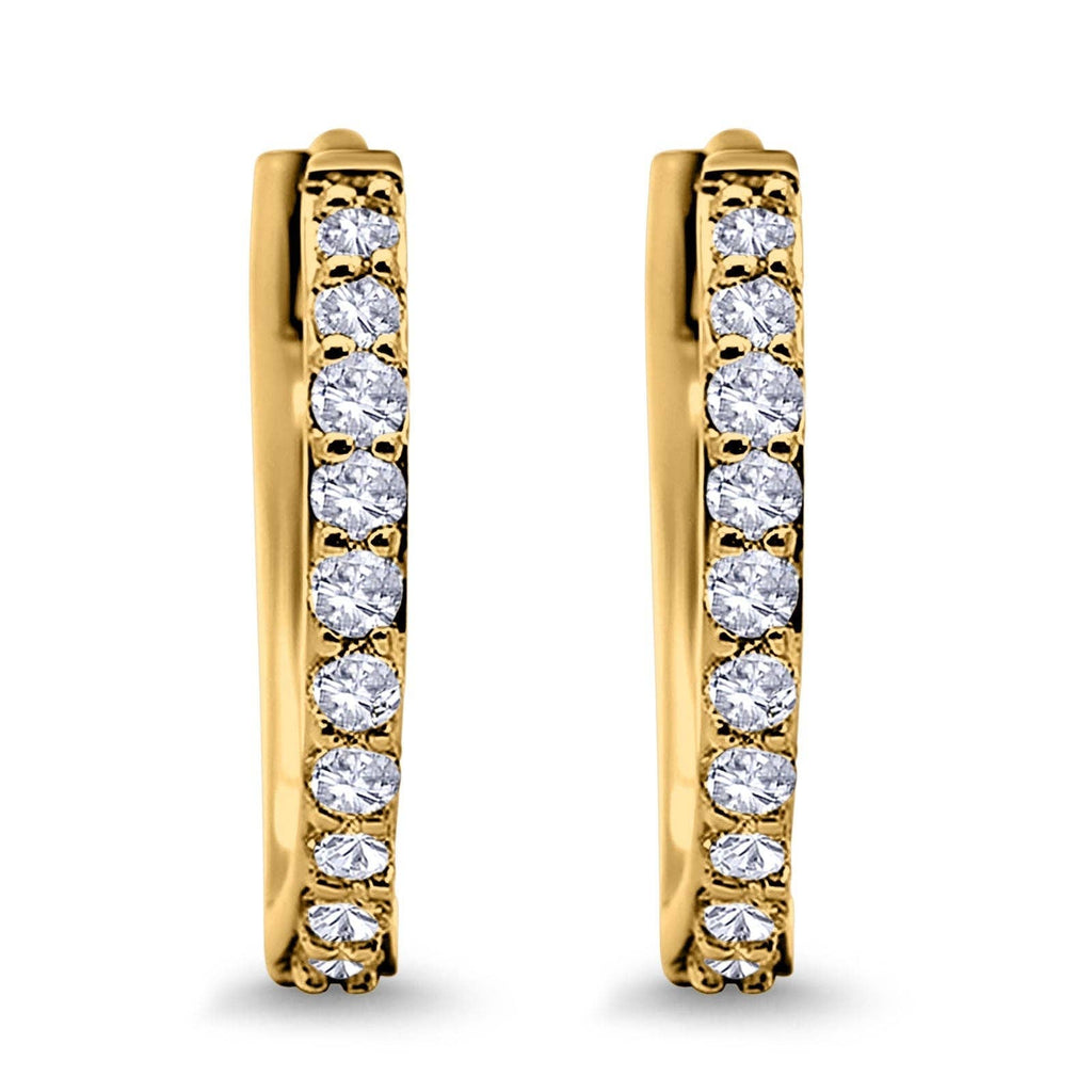 Blue Apple Imports - Half Eternity Yellow Tone Cubic Zirconia Hoop Earrings
