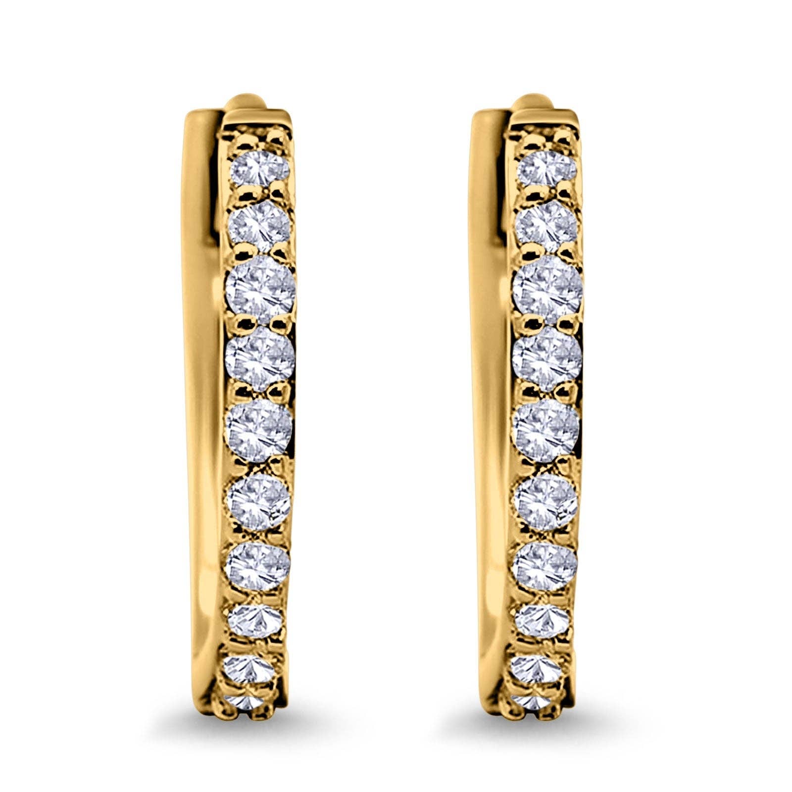 Blue Apple Imports - Half Eternity Yellow Tone Cubic Zirconia Hoop Earrings