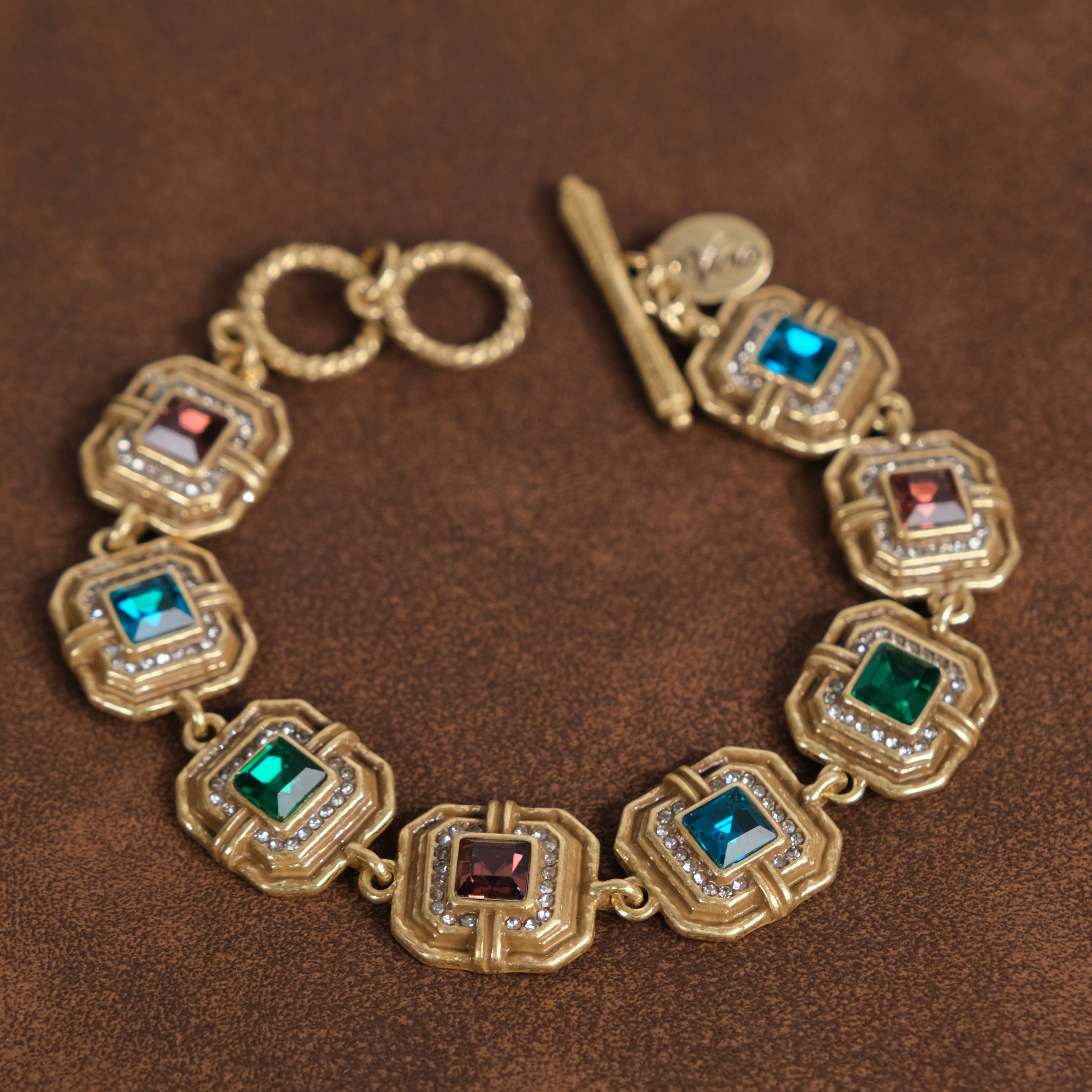 GirlyPirateCo - Vintage Mother’s Day Gold-Plated Colorful Crystal Bracelet