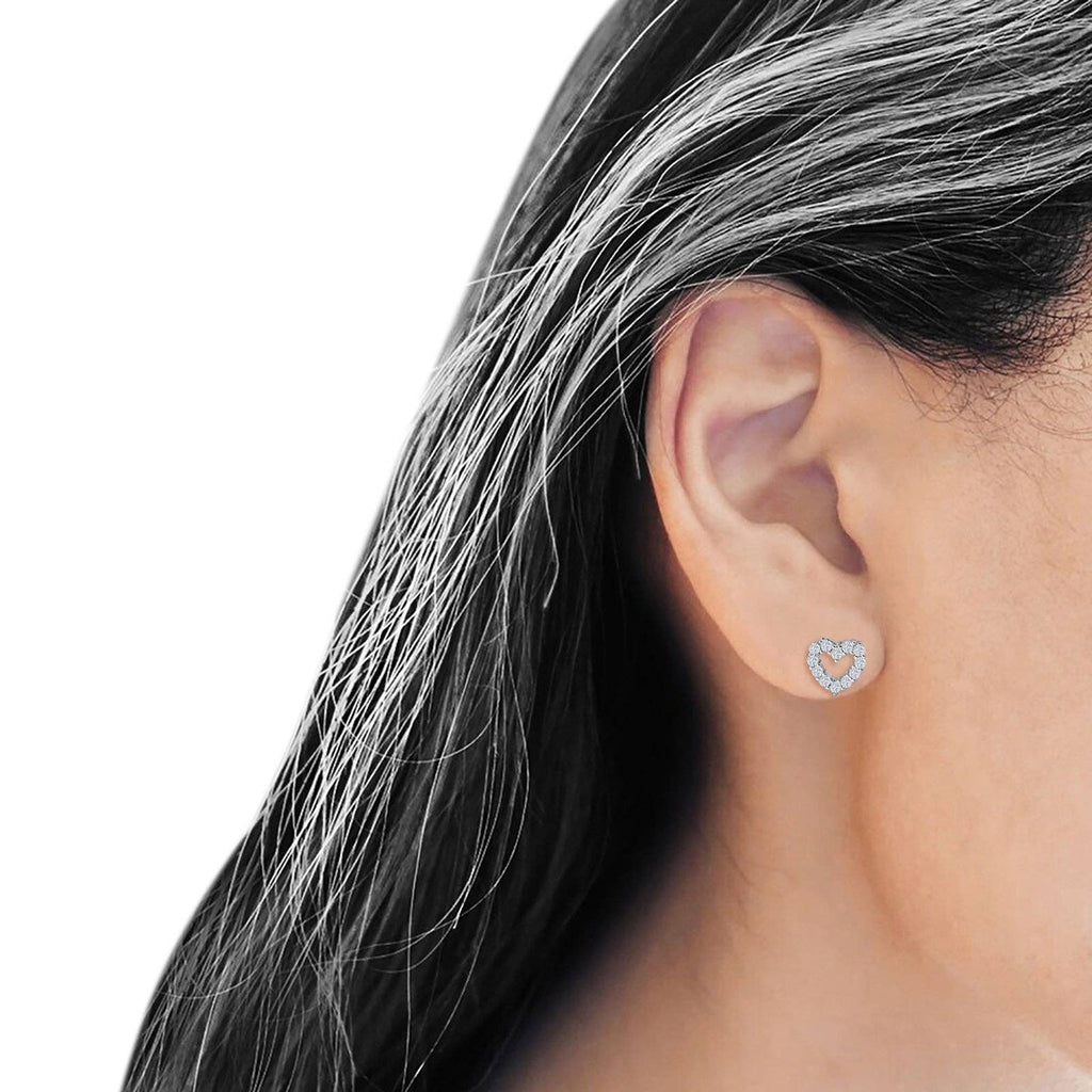 Blue Apple Imports - Heart Stud Earrings Cubic Zirconia