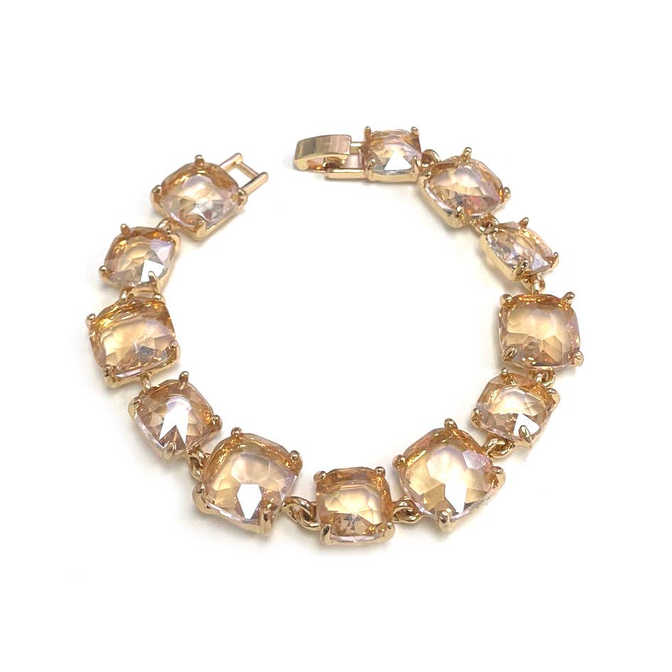 StarryNYC - Cushion Cut Glass Crystal Linked Station Bracelet