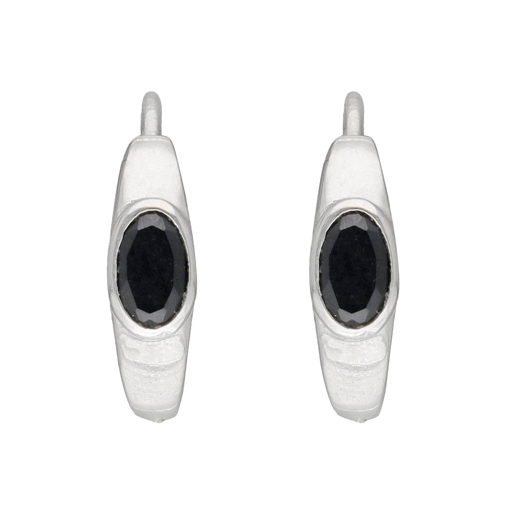 Tiramisu - 925 Sterling Silver Black Onyx  Gemstone Hoop Earring