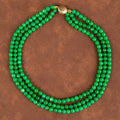 GirlyPirateCo - Vintage Triple Strand Natural Green Jade Beaded Necklace