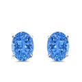 Blue Apple Imports - Art Deco Oval Wedding Bridal Stud Earrings Simulated Blue Topaz CZ 8mmx6mm