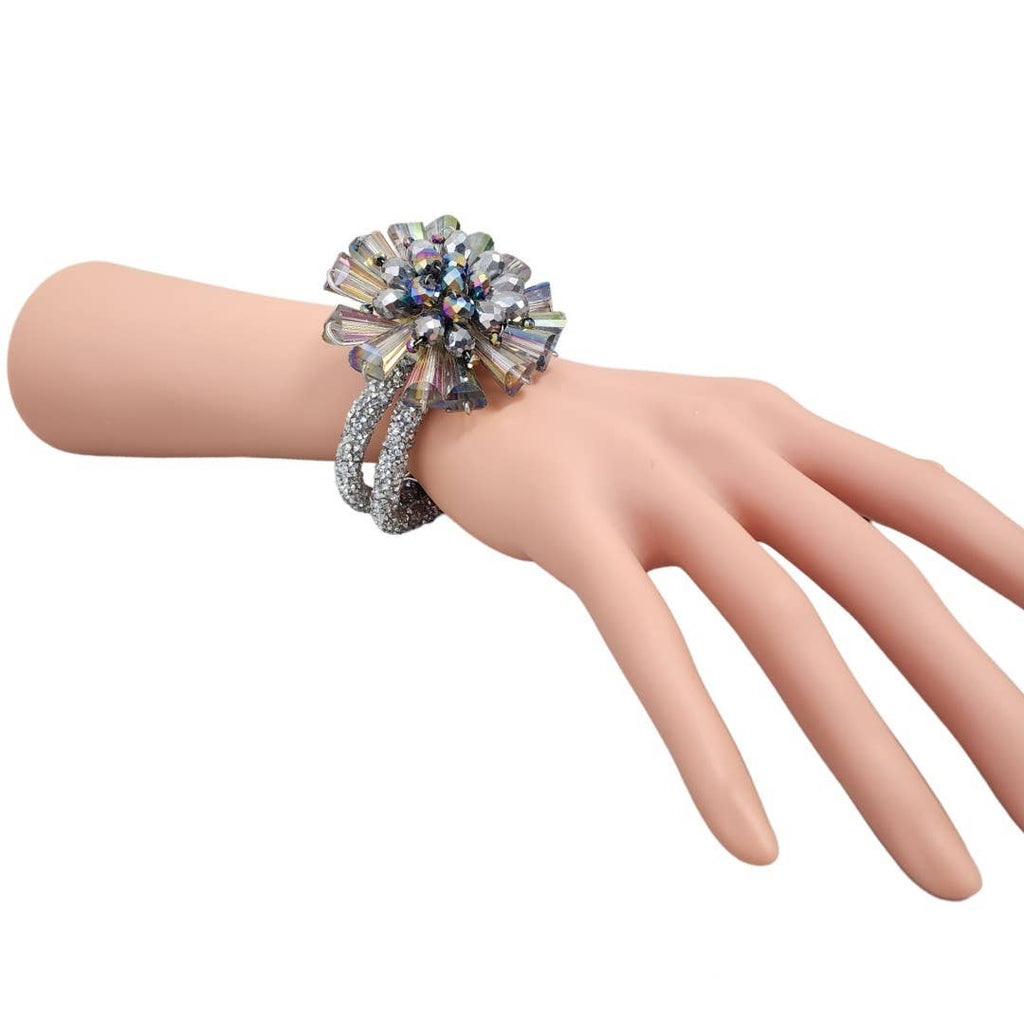 Gardenia Jewelry Ltd. - Aurora Borealis Crystal Flower on Glittering Cord Bracelet